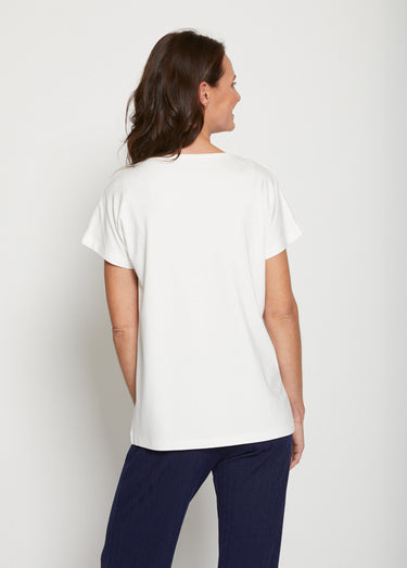 T-shirt motif manches courtes kimono Aqua/Jaune