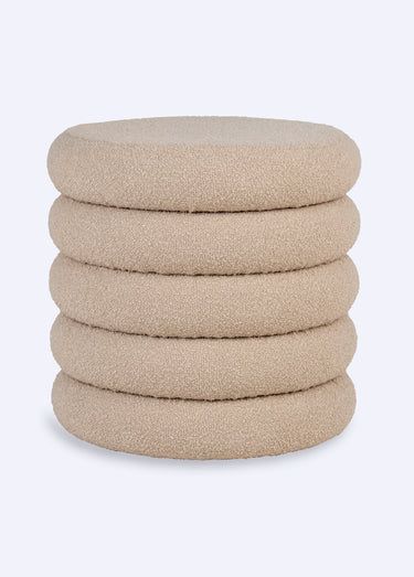 Pouf de rangement en bouclette fantaisie Beige