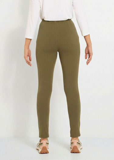 Legging ceinture élastiquée uni ou imprimé Kaki