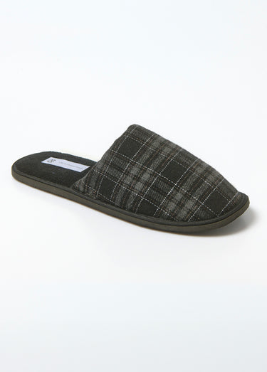 Chaussons mules plats motif carreaux Carreaux Gris