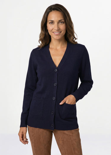 Gilet boutonné maille épaisse Marine