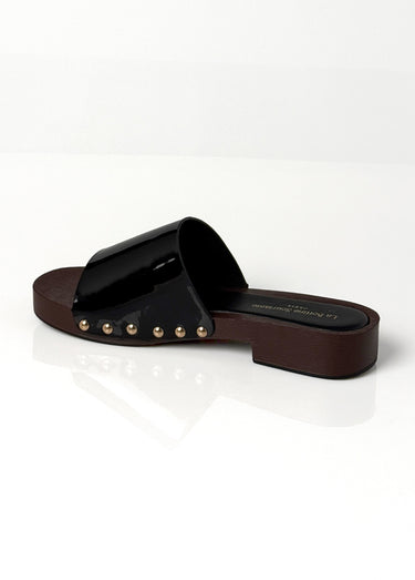Mules simili cuir vernis, forme sabots Vernis Noir
