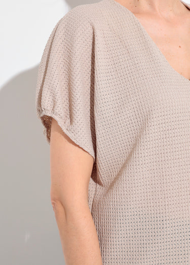 T-shirt texturé avec manches élastiquées Ficelle