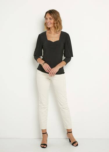 Tunique stretch décolleté carré manches 3/4 Noir
