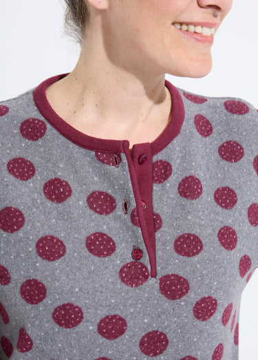 Pyjama pantalon maille milano imprimé pois Bordeaux