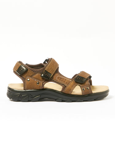 Sandales à scratchs confortables cuir Camel