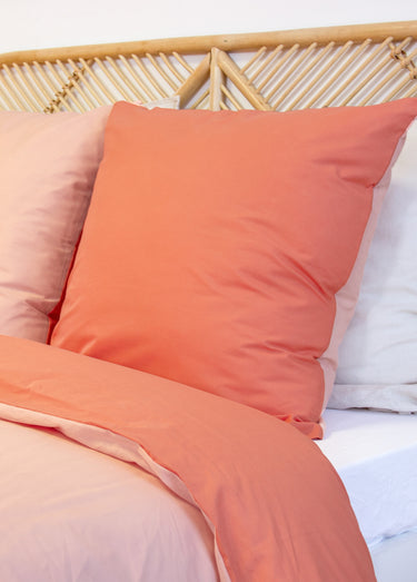 Parure housse de couette bicolore, coton Melon