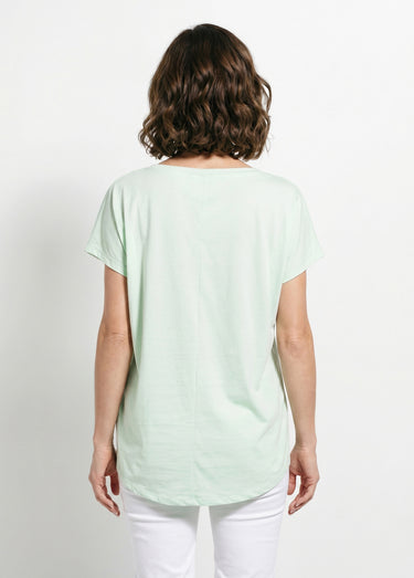 T-shirt col rond motif pailleté Amour Vert