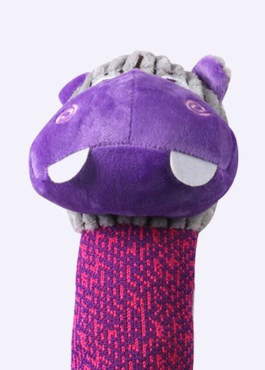 Peluche poignée corde forme tête animal Mauve