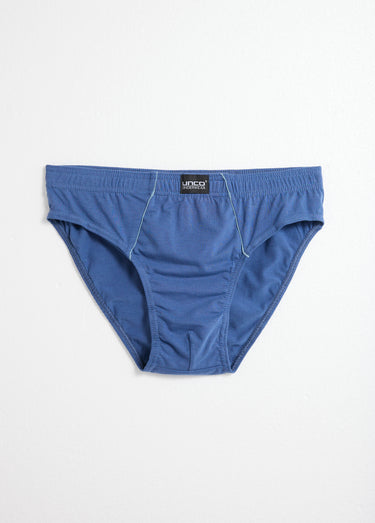 Slips coton taille élastiquée, essentiels Bleu /Gris Fonce