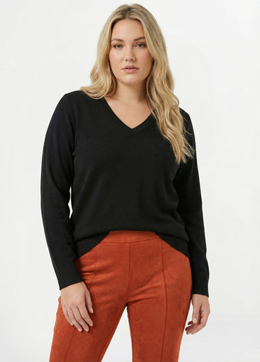 Pull doux col V manches longues Noir