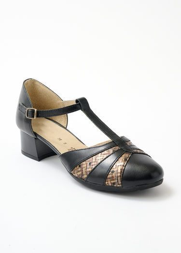 Escarpins bi-matière grande largeur Noir