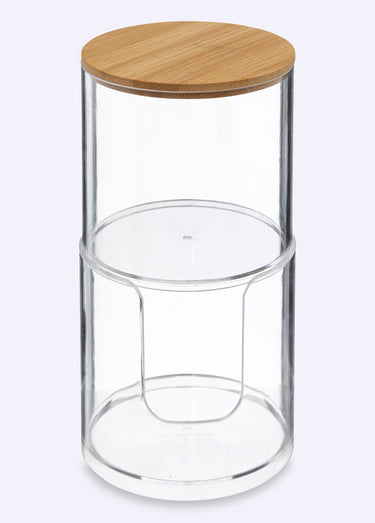 Distributeur coton tiges + disques coton Transparent / Bambou