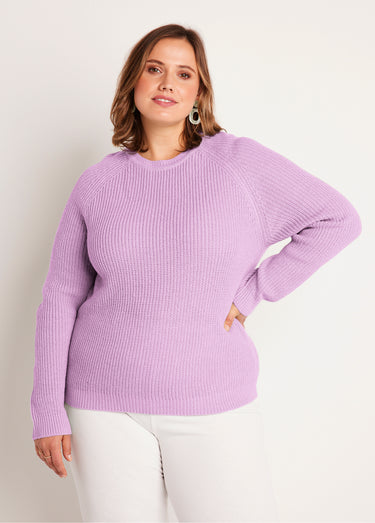 Pull maille brillante col rond Lilas