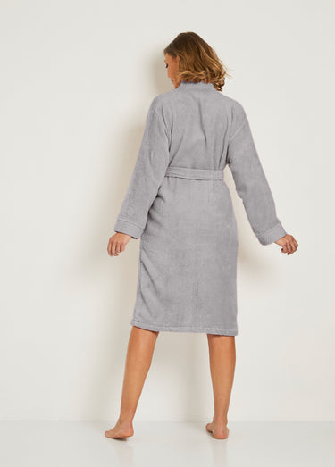 Peignoir éponge pur coton forme kimono Gris