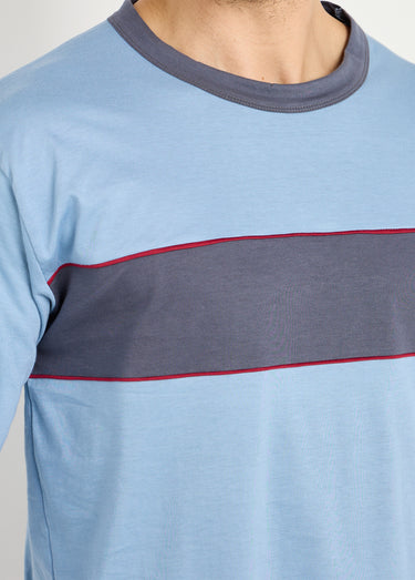 Pyjama coton bicolore Bleu
