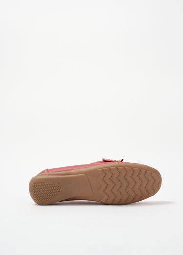 Mocassins confortables plats en cuir Rouge