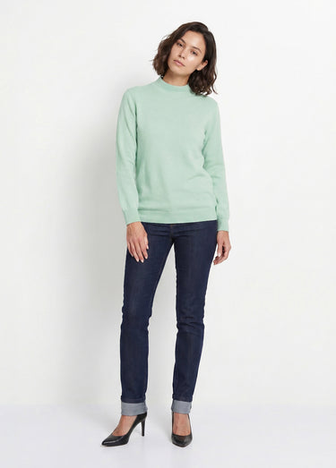 Pull chaud col montant avec laine et angora Menthe
