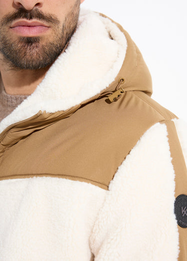 Veste chaude polaire sherpa façon moutonné Camel