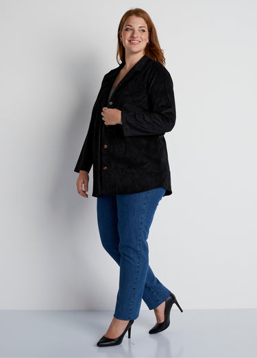 Veste surchemise velours milleraies col tailleur Noir