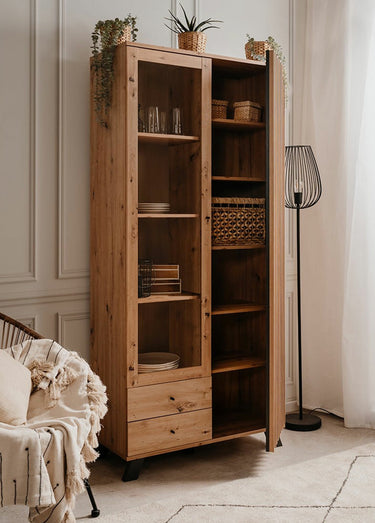 LUBLIN Vaisselier décor fantaisie chêne Bois Clair