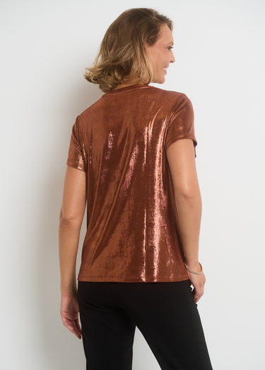 T-shirt métallisé à manches courtes Paprika Brillant