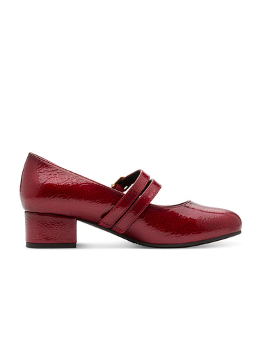 Escarpins vernis à talon façon babies Bordeaux