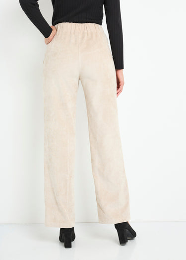 Pantalon large velours milleraies Ecru