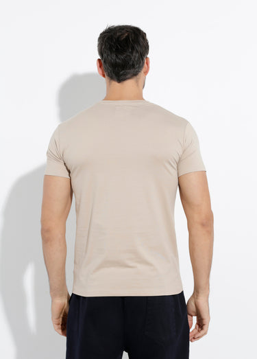 T-shirt col rond coupe ajustée Beige