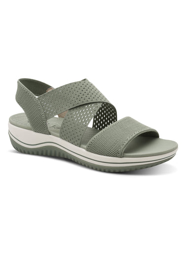 Sandales larges brides mesh et élastiques Sauge