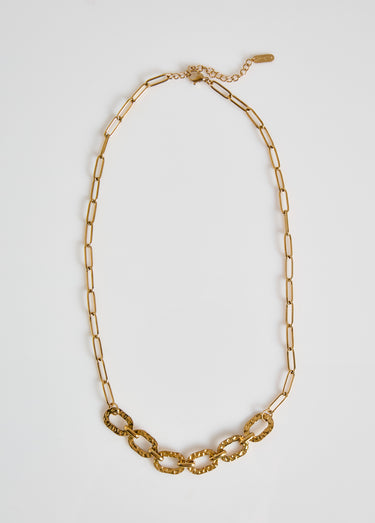 Collier ras de cou en acier inox martelé Dore