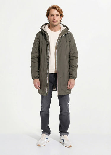 Parka longue chaude fourrée déperlante Kaki/Ecru