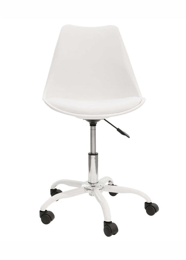 Chaise de bureau roulettes assise coque Blanc