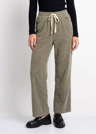 Pantalon élastique velours grosses cotes Kaki