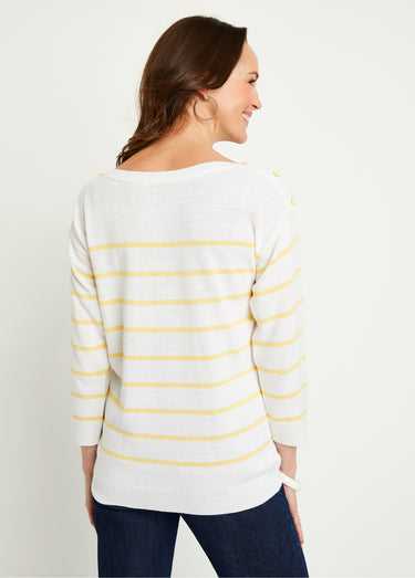 Pull fin rayé Blanc/Vanille