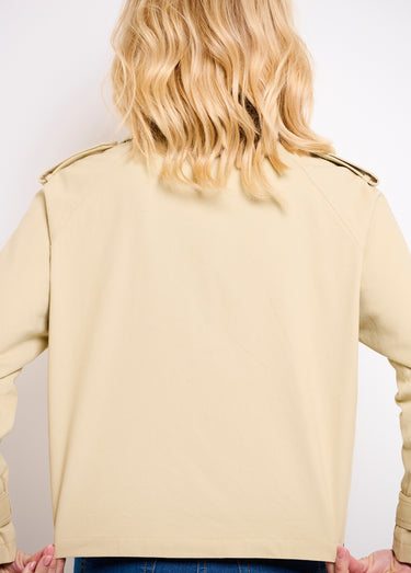 Trench court double boutonnage coton doublé Beige