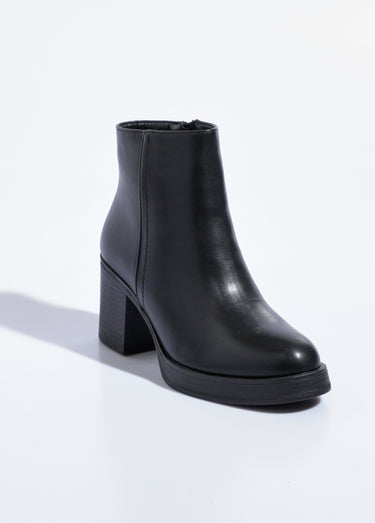 Boots à talon bout rond, semelle épaisse Noir