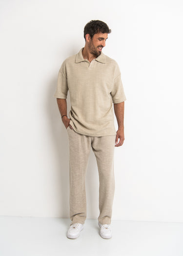 Polo en maille avec col à pointes Beige