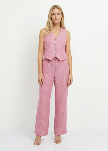 Gilet de costume rayé aspect irrégulier Framboise