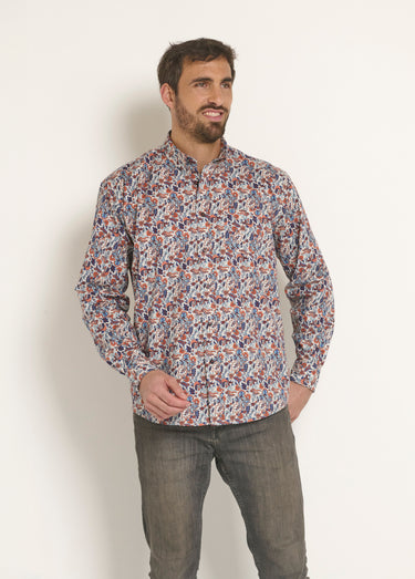 Chemise fantaisie motif cachemire Orange/Bleu