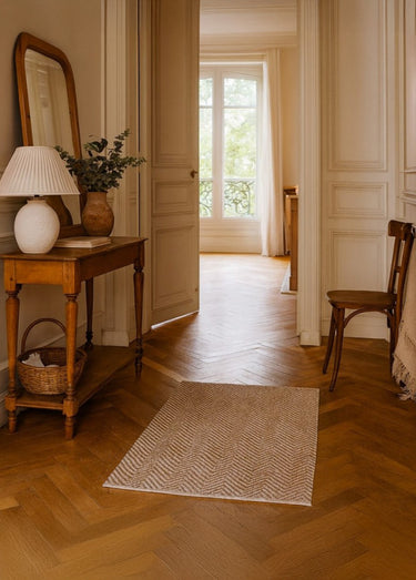 Tapis lirette à motif chevrons 90x60cm Beige