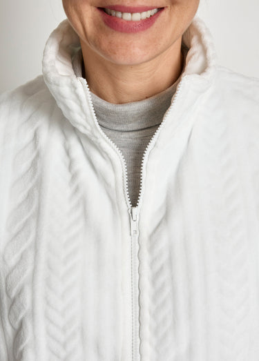Gilet sans manches zippé polaire toucher peluche Blanc