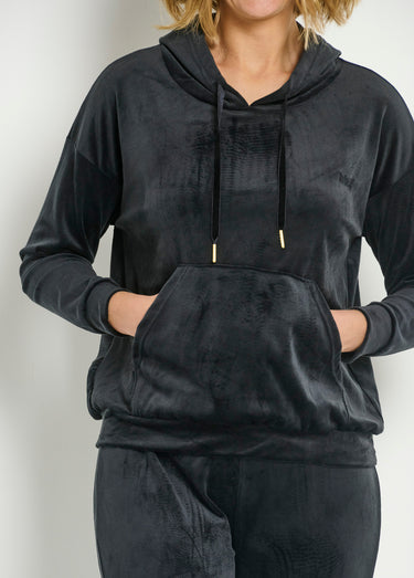 Pyjama en velours capuche Noir
