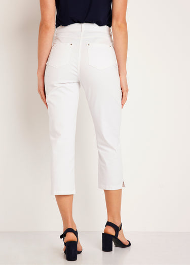 Pantacourt taille élastiquée 5 poches Blanc