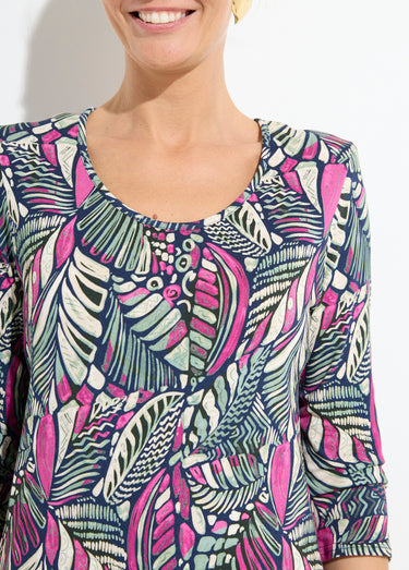 T-shirt col rond imprimé patchwork Rose/Vert