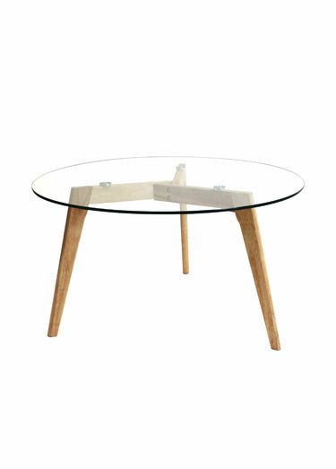 Table basse ronde avec plateau en verre Transparent / Marron