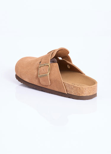 Mules sabots anatomiques en suédine Camel