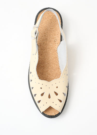 Sandales compensées largeur confort cuir Beige