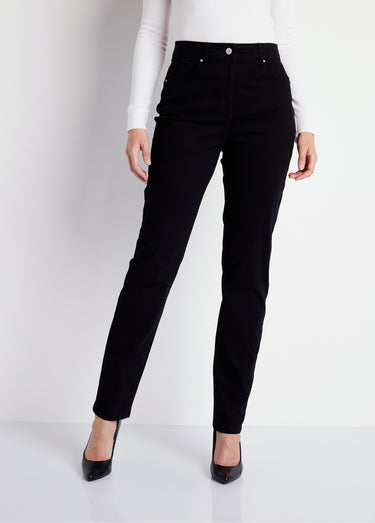 Pantalon droit 5 poches coton stretch Noir