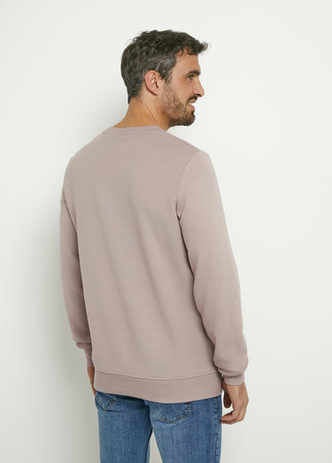 Sweat texturé col rond manches longues Rose